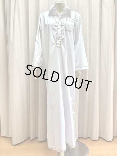 画像1: Hanine特注　白バラディ、シャツタイプガラベーヤ (1)