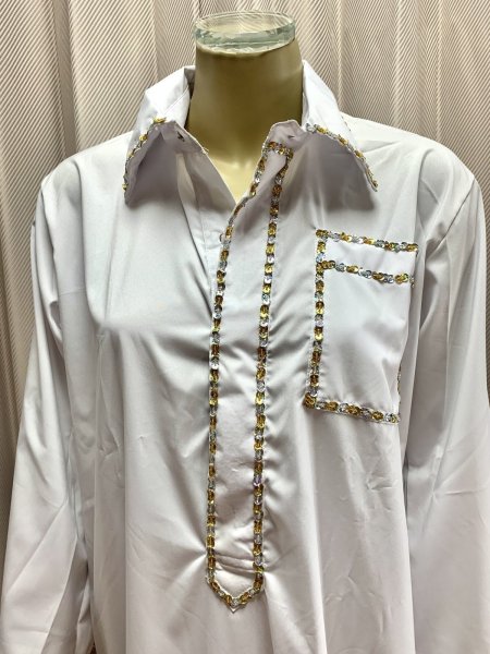 画像2: Hanine特注　白バラディ、シャツタイプガラベーヤ (2)