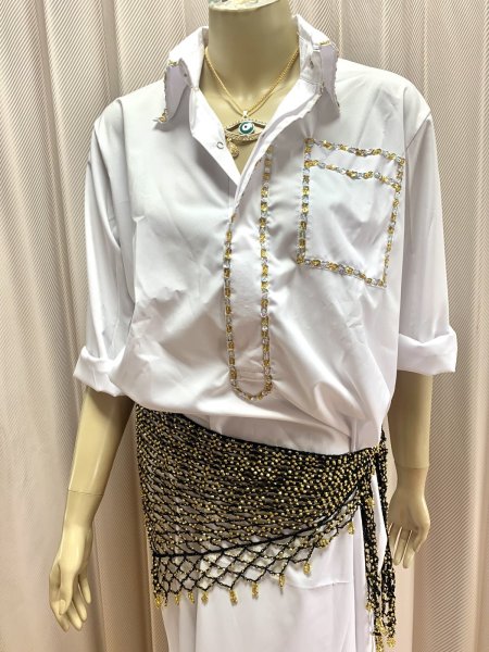 画像3: Hanine特注　白バラディ、シャツタイプガラベーヤ (3)