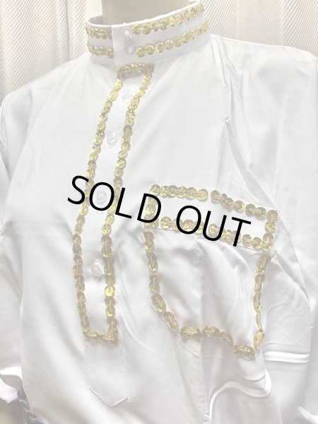 画像3: 白バラディ、スタンドカラーガラベーヤ(ヒップ＆ヘッドスカーフ付き)Mサイズ (3)