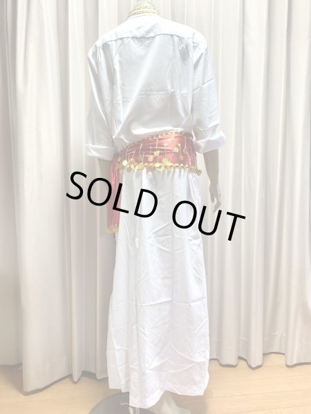 画像7: 20％OFF　白バラディ、スタンドカラーガラベーヤ(ヒップ＆ヘッドスカーフ付き)Lサイズ (7)