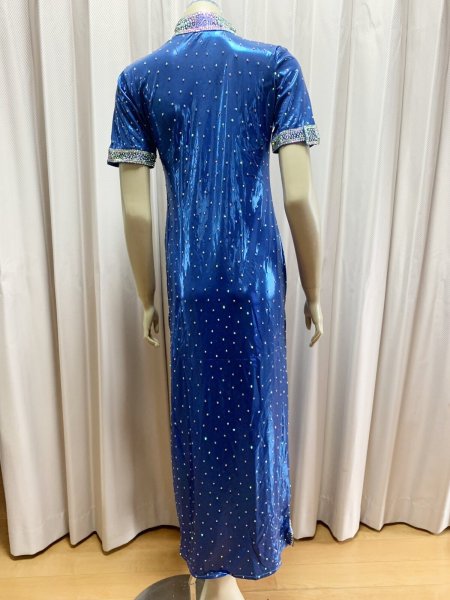 画像5: スタンドカラー・クリスタル付きバラディドレス (5)