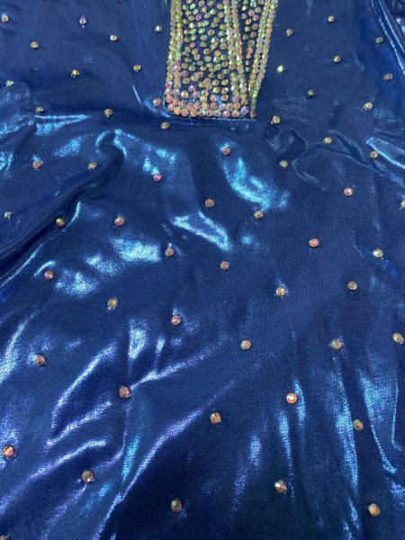 画像7: スタンドカラー・クリスタル付きバラディドレス (7)