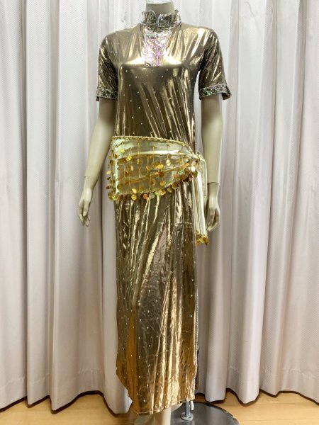 画像3: スタンドカラー・クリスタル付きバラディドレス (3)