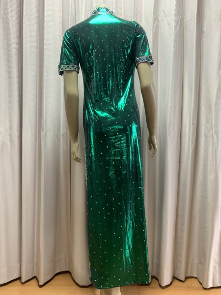 画像7: スタンドカラー・クリスタル付きバラディドレス (7)