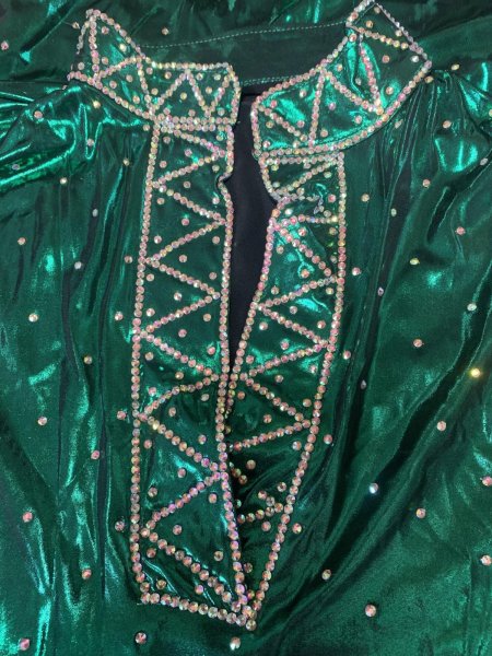 画像8: スタンドカラー・クリスタル付きバラディドレス (8)