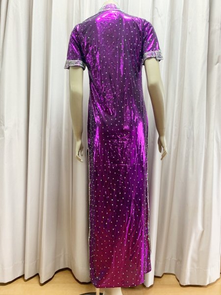 画像7: スタンドカラー・クリスタル付きバラディドレス (7)