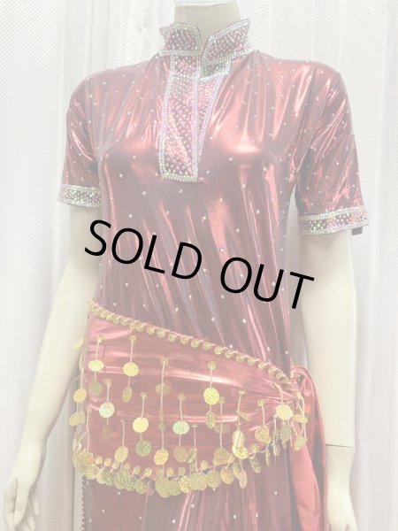 画像4: スタンドカラー・クリスタル付きバラディドレス (4)