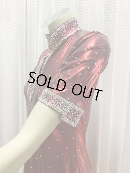 画像5: スタンドカラー・クリスタル付きバラディドレス (5)