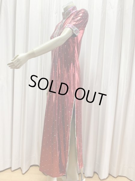 画像6: スタンドカラー・クリスタル付きバラディドレス (6)