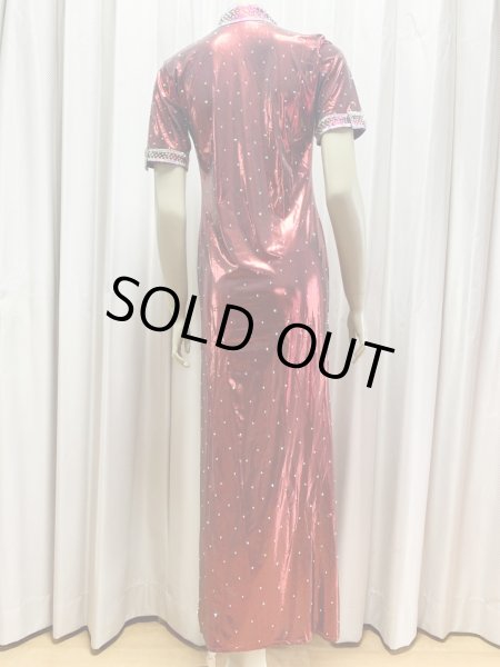 画像7: スタンドカラー・クリスタル付きバラディドレス (7)