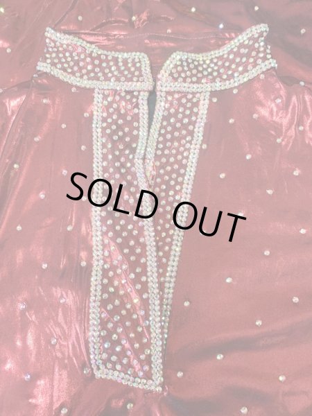 画像8: スタンドカラー・クリスタル付きバラディドレス (8)