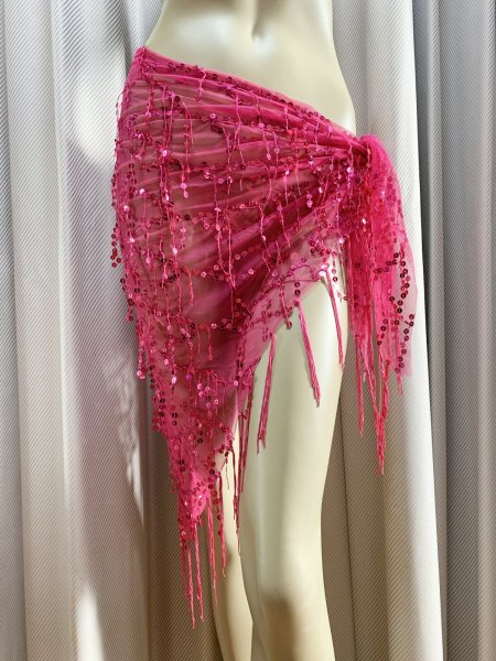 画像4: 頭に巻いてもOK!スパンコール付きトライアングルスカーフ (4)