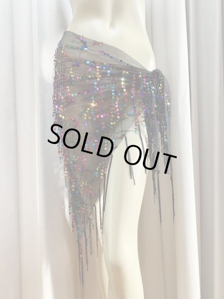 画像2: 頭に巻いてもOK！スパンコール付きトライアングルスカーフ (2)