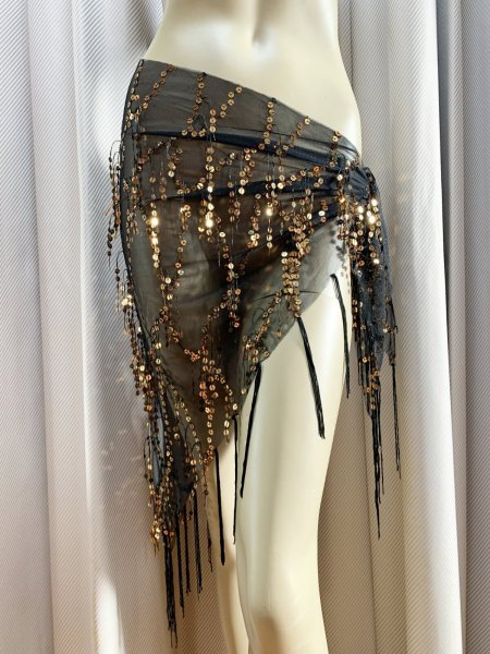 画像4: 頭に巻いてもOK!スパンコール付きトライアングルスカーフ (4)