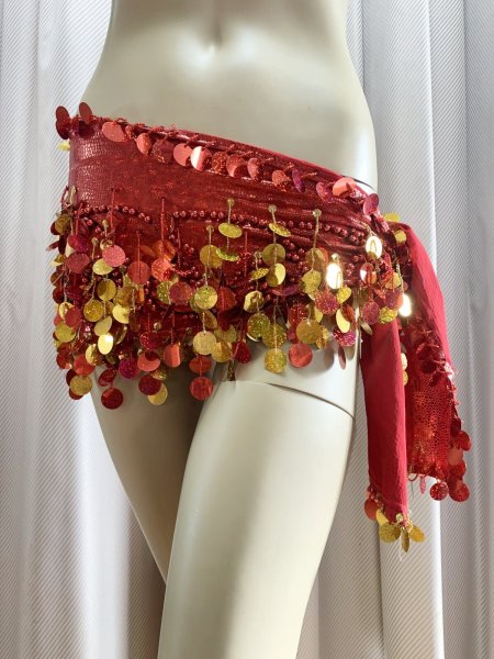 画像11: コインスパン＆フリンジ付きヒップスカーフ (11)