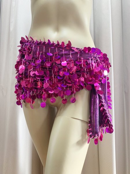 画像8: コインスパン＆フリンジ付きヒップスカーフ (8)