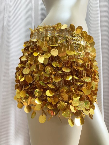 画像4: コインスパン＆フリンジ付きヒップスカーフ (4)