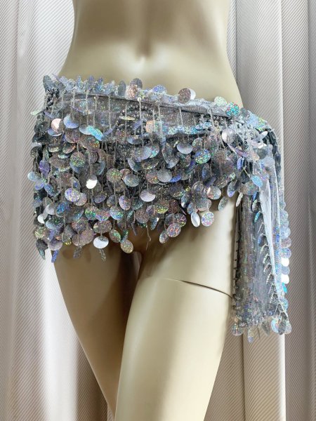 画像5: コインスパン＆フリンジ付きヒップスカーフ (5)