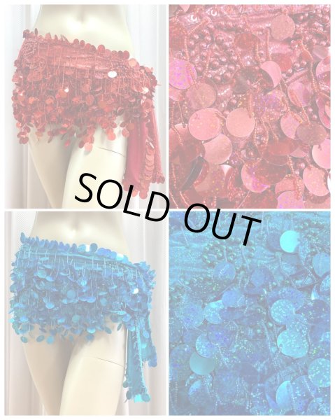 画像1: コインスパン&フリンジ付きヒップスカーフ (1)