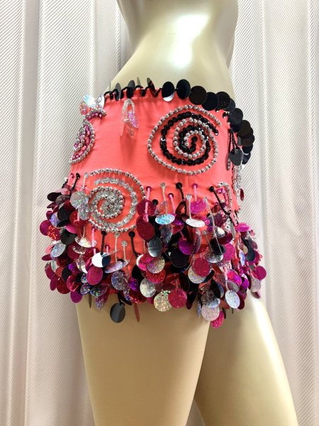 画像8: コインスパン&フリンジ付きヒップスカーフ (8)