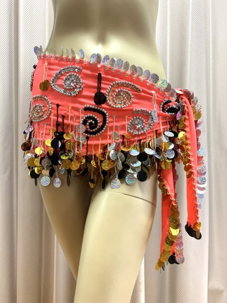 画像2: コインスパン&フリンジ付きヒップスカーフ (2)