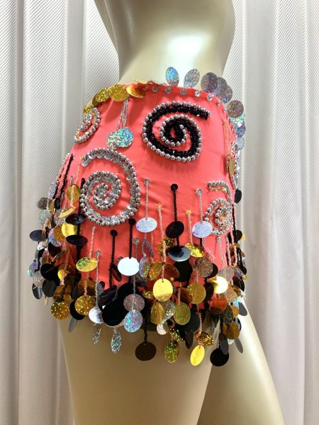 画像3: コインスパン&フリンジ付きヒップスカーフ (3)