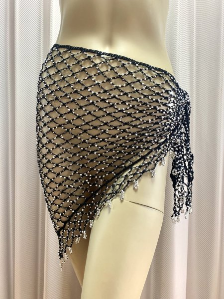 画像7: 編みネットトライアングルスカーフ (7)