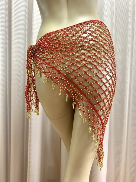 画像4: 編みネットトライアングルスカーフ (4)