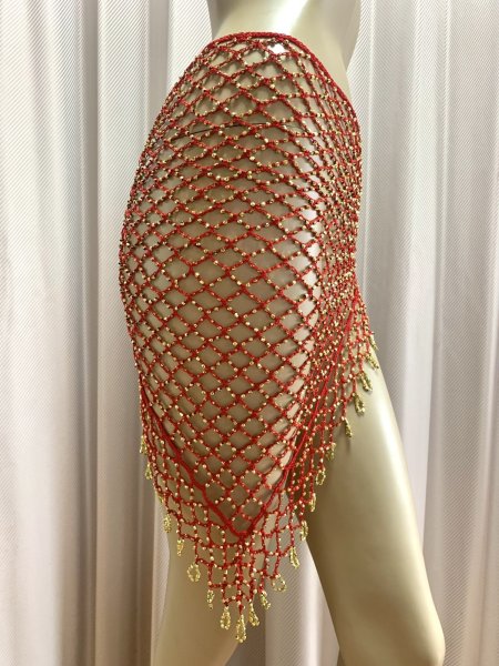 画像3: 編みネットトライアングルスカーフ (3)