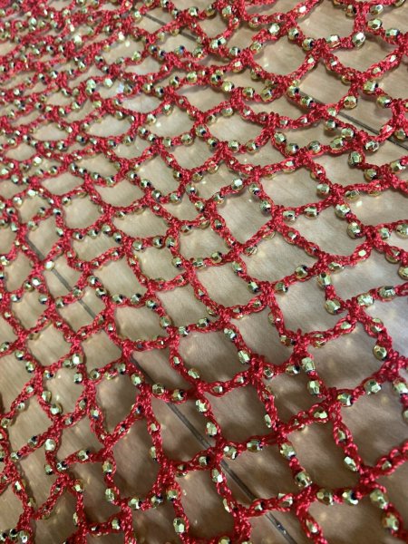 画像5: 編みネットトライアングルスカーフ (5)