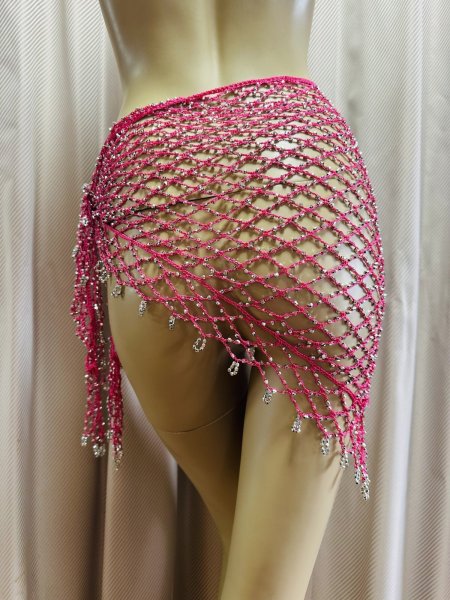 画像5: 編みネットトライアングルスカーフ (5)