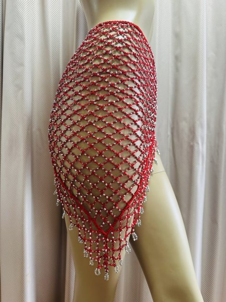 画像7: 編みネットトライアングルスカーフ (7)