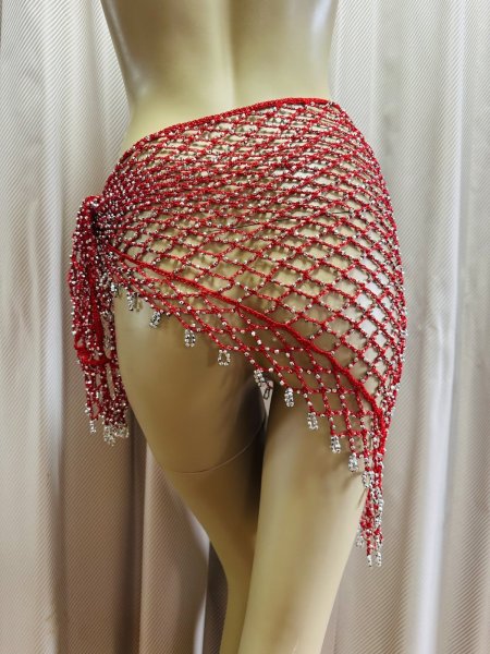 画像8: 編みネットトライアングルスカーフ (8)