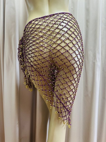 画像11: 編みネットトライアングルスカーフ (11)