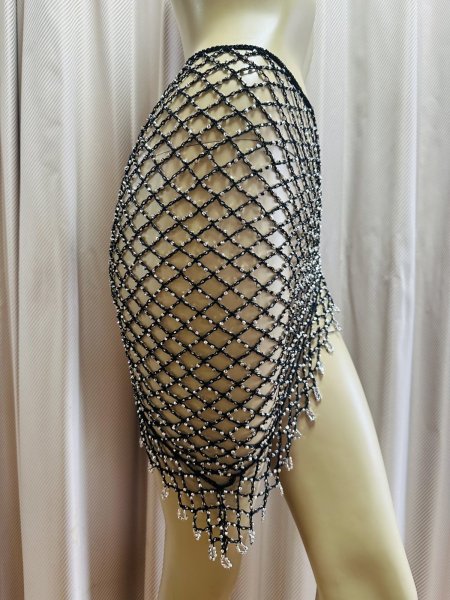 画像13: 編みネットトライアングルスカーフ (13)