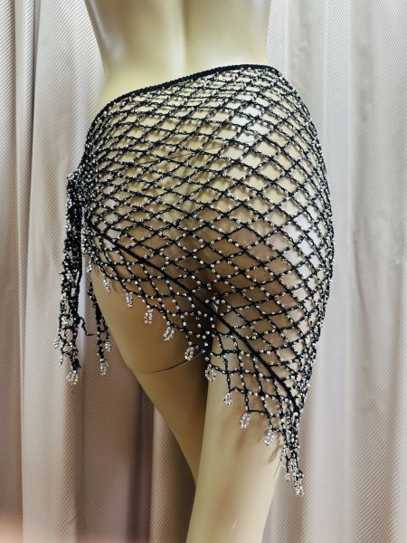 画像14: 編みネットトライアングルスカーフ (14)