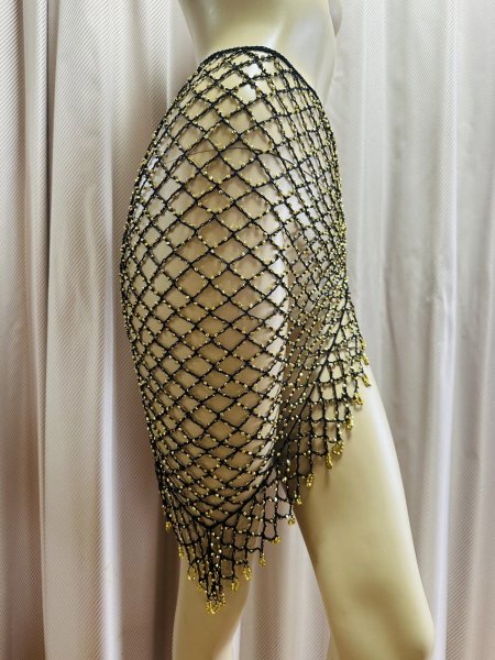 画像16: 編みネットトライアングルスカーフ (16)