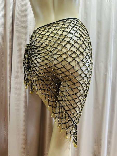 画像17: 編みネットトライアングルスカーフ (17)