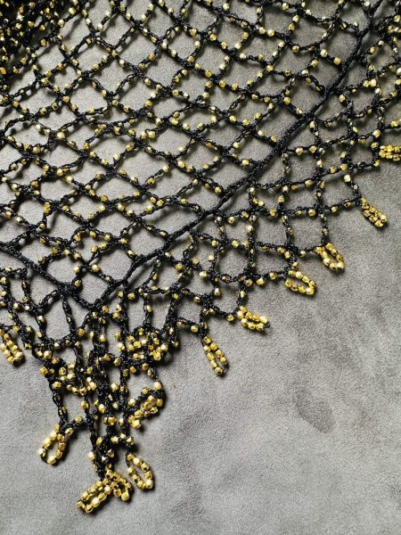 画像18: 編みネットトライアングルスカーフ (18)