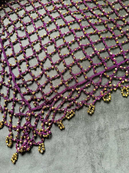 画像21: 編みネットトライアングルスカーフ (21)