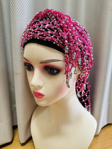 画像2: 編みネットトライアングルスカーフ (2)