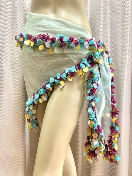 画像5: ポンポンヒップ&ヘッドスカーフ(オーガンジー) (5)