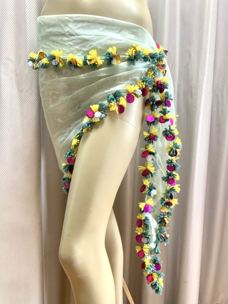 画像7: ポンポンヒップ&ヘッドスカーフ(オーガンジー) (7)