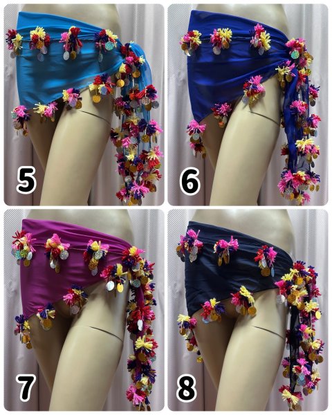 画像1: ポンポンヒップ＆ヘッドスカーフ（シフォン） (1)