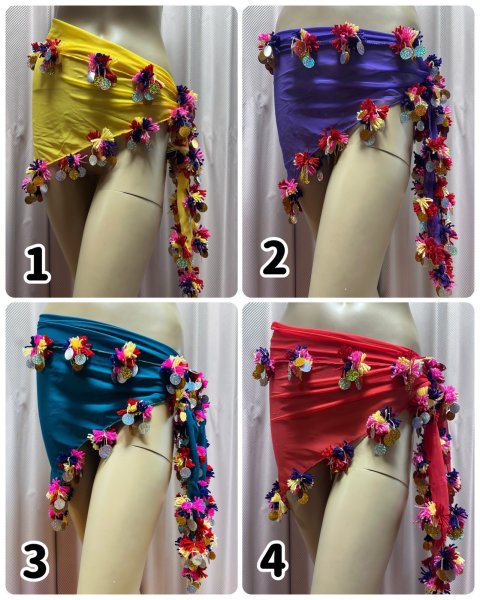 画像1: ポンポンヒップ＆ヘッドスカーフ（シフォン） (1)