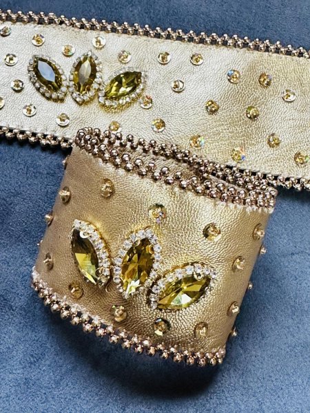 画像4: フェイクレザーバンド2セット(ゴールド) (4)