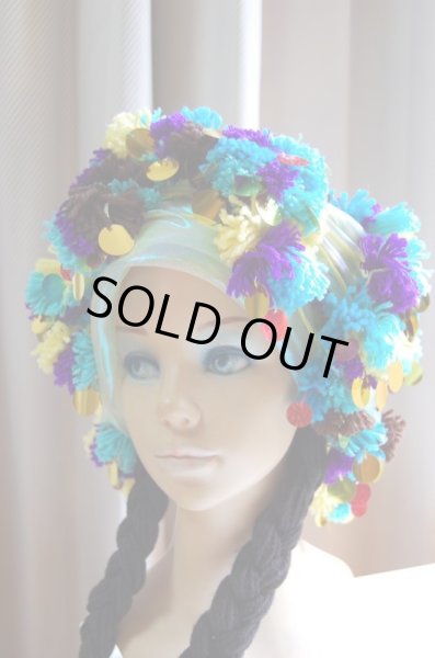 画像7: 花柄ファラーヒガラベーヤ(ポンポンスカーフ付き） (7)