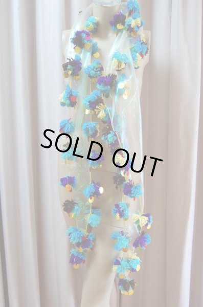 画像8: 花柄ファラーヒガラベーヤ(ポンポンスカーフ付き） (8)