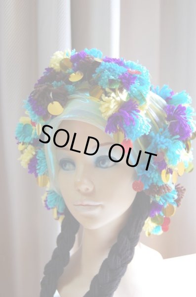 画像5: 花柄ファラーヒガラベーヤ(ポンポンスカーフ付き） (5)